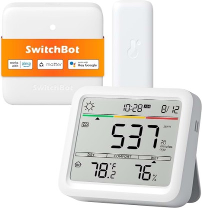 Picture of SwitchBot CO2 Detector, Air Quality Monitor Indoor, CO2 Monitor for CO2/TEMP/Humidity, Portable Carbon Dioxide Detector for Home/Car/Office/Greenhouse (Alexa-Enabled Meter Pro CO2)
