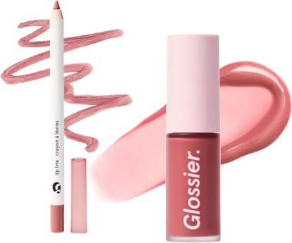 Picture of Glossier Lip Duo, Creamy Glaze + Grip Liner, 2 Count | Warm Rose, Defines, Smooths & Hydrates, Cooling Oil + Enhancing Pencil, Longwear, Water, Smudge & Transfer Resistant