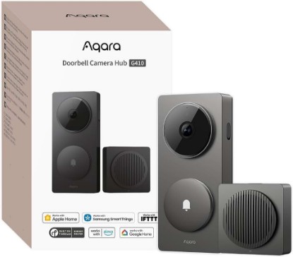 Picture of Aqara Smart Doorbell Camera G410 with Chime, HomeKit Secure Video, Gray | 2K, 2-Way Audio, Built-in Matter Hub, Wireless/Wired, Supports Apple Home, Alexa, Google, Home Assistant, 2.4G/5GHz Wi-Fi