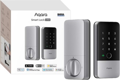 Picture of Aqara UWB Smart Lock U400, Apple Home Key, Fingerprint Deadbolt, Silver | Matter Over Thread, Rechargeable Battery, Keyless Entry Deadbolt, Supports HomeKit, Alexa, Google, Home Assistant