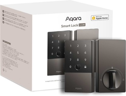 Picture of Aqara Smart Lock U100, Apple Home Key, Fingerprint Deadbolt, Gray | Matter Over Thread, Keyless Entry Door Lock, Touchscreen Keypad, IP65 Weatherproof, Supports Apple HomeKit, Alexa, Google
