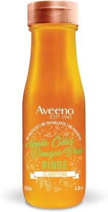 Picture of Aveeno Apple Cider Vinegar Clarifying In-Shower Rinse for Balanced, Shiny Hair - Sulfate-Free, pH-Balancing Treatment for Oily or Dull Hair, Paraben & Dye-Free, 6.8 Fl Oz