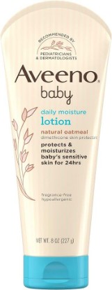 Picture of Aveeno Baby Daily Moisture Lotion for Delicate Skin with Natural Colloidal Oatmeal & Dimethicone, Hypoallergenic Moisturizing Baby Lotion, Fragrance-, Phthalate- & Paraben-Free, 8 fl. oz