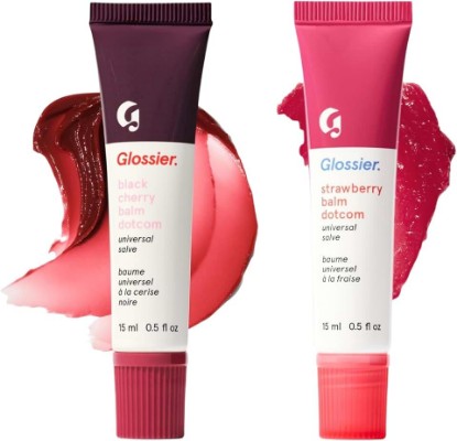 Picture of Glossier Lip Duo - Strawberry & Black Cherry Tinted Balm (15ml), Hydrating Lip Care with Sheer Pink & Burgundy Tints for Daily Moisture