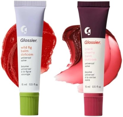 Picture of Glossier Tinted Balm Duo - Wild Fig (15ml) & Black Cherry Lip Balm (15ml), Hydrating Care with Sheer Coral & Burgundy Tints for Daily Moisture