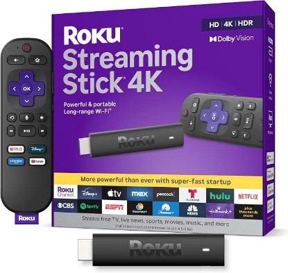 Picture of Roku Streaming Stick 4K with Voice Remote - HDR10+ & Dolby Vision | Compact 4K Streaming Device for TV with Roku Voice Remote & Long-Range Wi-Fi - Free & Live Local News, Sports