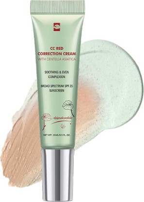 Picture of Color Correcting CC Cream with SPF 25, Coverage Lightweight Foundation, Invisible Pores,Rich In Centella Asiatic,Hydrating Serum,Refine Skin Texture, Avoid Sun Damage (Green, Green)