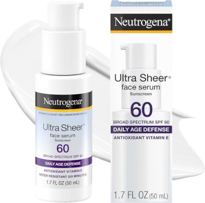 Picture of Neutrogena Ultra Sheer Sunscreen Serum SPF 60, Fragrance-Free, 1.7 fl. oz | Broad Spectrum UVA/UVB Protection, Lightweight Serum, Water-Resistant up to 80 Minutes, Non-Comedogenic