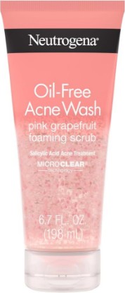Picture of Neutrogena Oil Free Pink Grapefruit Acne Face Scrub, 6.7 oz | 2% Salicylic Acid Cleanse & Vitamin C, Gentle Exfoliating Foaming Cleanser, Acne-Prone Skin