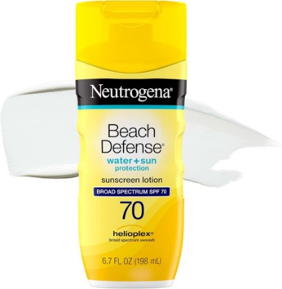Picture of Neutrogena Beach Defense Sunscreen Lotion, SPF 70, 6.7 fl. oz | Face & Body, Broad Spectrum for UVA/UVB Protection, Lightweight Sunscreen, Water-Resistant up to 80 Minutes, Beach-Strength