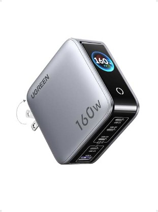 Picture of UGREEN Nexode Pro Charger, 160W GaN 5-Port Fast USB C Wall Charger Block, Type-C Charging with Smart Display & Touch Control Compatible for MacBook Pro/Air, iPhone 17/16 Series, iPad, Galaxy