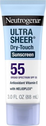 Picture of Neutrogena Ultra Sheer Dry-Touch Sunscreen Lotion SPF 55, 3 fl oz | Face & Body, Lightweight Non Greasy, Broad Spectrum UVA/UVB Protection, No White Cast, Water Resistant (80 Min), Travel Size GreenCircle Sustainable Energy Practices