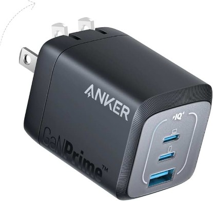 Picture of Anker USB Charger Block,67W GaN Wall Charger,3-Port Compact Fast Charging Phone Charger,For MacBook Pro/Air, Pixelbook, iPad Pro, iPhone 17/16/Pro, Galaxy S23/S22, Note20, Pixel, Apple Watch, and More | Compact phone charger for MacBook Pro/Air, Pixelbook, iPad Pro, iPhone 17/16/Pro, Galaxy S23/S22, Note20, Pixel, Apple Watch ClimatePartner certified