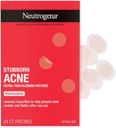 Picture of Neutrogena Stubborn Acne Patches, Ultra-Thin Pimple Patches, 24 Ct | Hydrocolloid Absorbs Impurities, Ultra-Thin, Works Overnight, Pimple Patches