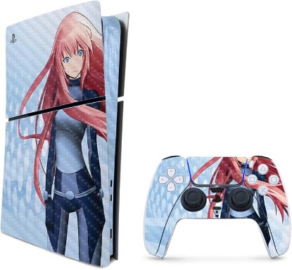 Picture of MightySkins Carbon Fiber Skin for PS5 PlayStation 5 Slim Digital Edition Bundle - Anime Spy Protective, Durable Textured Carbon Fiber Finish Easy to Apply Made in The USA
