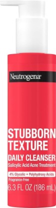 Picture of Neutrogena Stubborn Texture Daily Acne Face Wash, 6.3 fl oz | Salicylic Acid Cleanser, Glycolic & Polyhydroxy Acids, Fragrance-Free