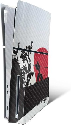 Picture of MightySkins Carbon Fiber Skin for PS5 PlayStation 5 Slim Disc Edition Console Only - Nihon Samurai Protective, Durable Textured Carbon Fiber Finish Easy to Apply Made in The USA