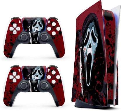 Picture of Skin Sticker for Game Console 5 Cover - Horror, Compatible with Both Disc Edition & Digital Edition (not Slim Ver) - 2 Controller Skins & Console Skin - No Bubble, Full Protection, Removable