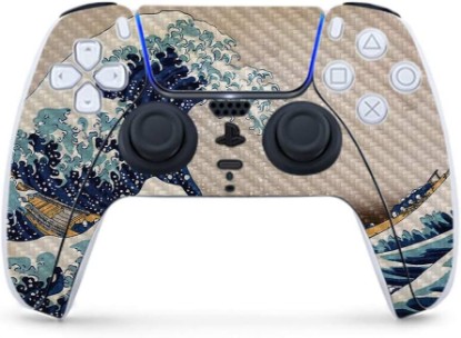 Picture of MIGHTY SKINS Carbon Fiber Gaming Skin for PS5 / PlayStation 5 Controller - Great Wave of Kanagawa | Durable Textured Carbon Fiber Finish | Easy to Apply | Made in The USA