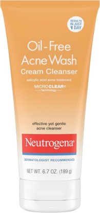 Picture of Neutrogena Oil-Free Acne Face Wash Cream Cleanser, 6.7 fl oz | 2% Salicylic Acid Cleanser, Daily Facial Cleanser & Acne Treatment, Oily Acne-Prone Skin, Clears Breakouts & Blackheads GreenCircle Sustainable Energy Practices