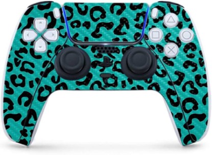 Picture of MightySkins Carbon Fiber Gaming Skin for PS5 / PlayStation 5 Controller - Teal Leopard | Durable Textured Carbon Fiber Finish | Easy to Apply and Change Style | Made in The USA