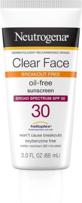 Picture of Neutrogena Clear Face Sunscreen Lotion SPF 30, 3 fl. oz | For Acne-Prone Skin, Broad Spectrum UVA/UVB Protection, Fragrance-Free, Oxybenzone-Free, Water-Resistant (80 min)