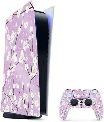 Picture of MightySkins Glossy Glitter Gaming Skin for PS5 / PlayStation 5 Digital Edition Bundle - Sakura Purple | Durable High-Gloss Glitter Finish | Easy to Apply and Change Style | Made in The USA