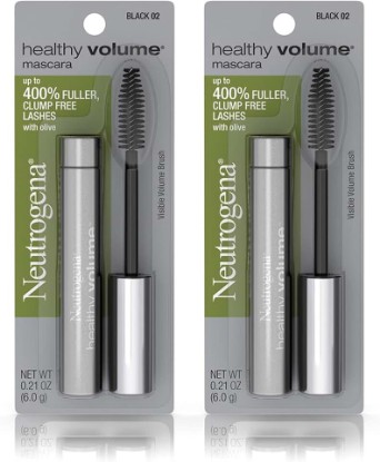 Picture of Neutrogena Healthy Volume Lash-Plumping Mascara, Volumizing and Conditioning Mascara with Olive Oil to Build Fuller Lashes, Clump-, Smudge- and Flake-Free, Black 02, 0.21 oz (Pack of 2)