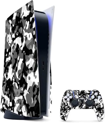 Picture of MightySkins Gaming Skin for PS5 / PlayStation 5 Bundle - Black Modern Camo | Protective Viny wrap | Easy to Apply and Change Style | Made in The USA