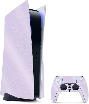 Picture of MightySkins Glossy Glitter Gaming Skin for PS5 / PlayStation 5 Bundle - Solid Lilac | Durable High-Gloss Glitter Finish | Easy to Apply and Change Style | Made in The USA