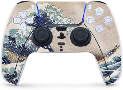 Picture of MightySkins Glossy Glitter Gaming Skin for PS5 / PlayStation 5 Controller - Great Wave of Kanagawa | Durable High-Gloss Glitter Finish | Easy to Apply and Change Styles | Made in The USA