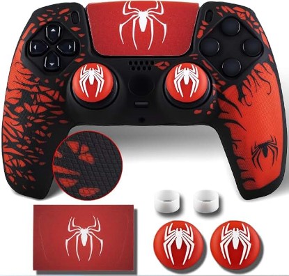 Picture of YoRHa Non-Slip Silicone Cover for PS5 Controller with Thumbstick Caps x 2 & Sticker x 1(Spider Theme)