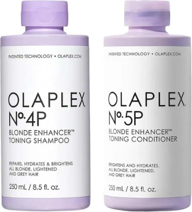 Picture of Olaplex No. 4P Blonde Enhancing Toning Shampoo, 8.5 Fl Oz + No. 5P Blonde Enhancer™ Toning Conditioner, Repairs, Hydrates, & Brightens All Blonde, Lightened, & Grey Hair
