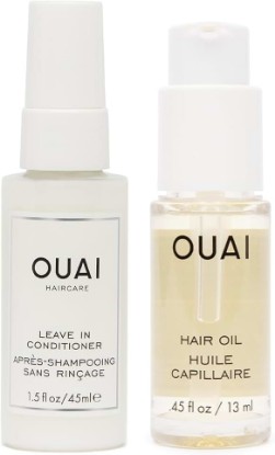 Picture of OUAI Travel-Size Hair Care Bundle - Leave-In Conditioner + Hair Oil - Hair Styling Products for Frizz Control, Heat Protection, Detangling, and Added Shine - (2 Count, 1.5 Oz/ 0.45 Oz)