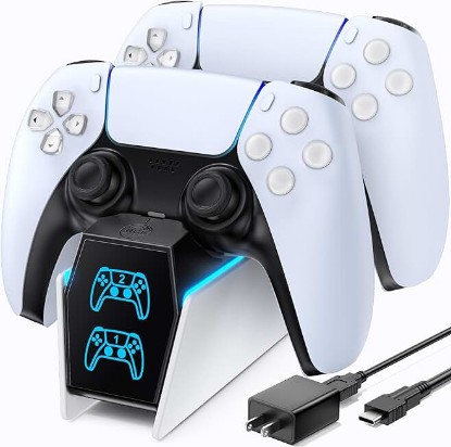 Picture of OIVO PS5 Controller Charger with Fast Charging AC Adapter, PS5 Controller Charging Station Stand for PlayStation 5, Docking Station Replacement for PS 5 Accessories Kits ClimatePartner certified
