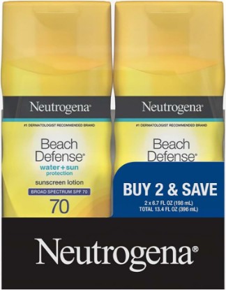 Picture of Neutrogena Beach Defense Sunscreen Lotion SPF 70, 6.7 fl oz, 2 Pack | Face & Body, Broad Spectrum UVA/UVB Protection, Lightweight Sunscreen, Water-Resistant (80 Min), Hawaii Act 104 Compliant