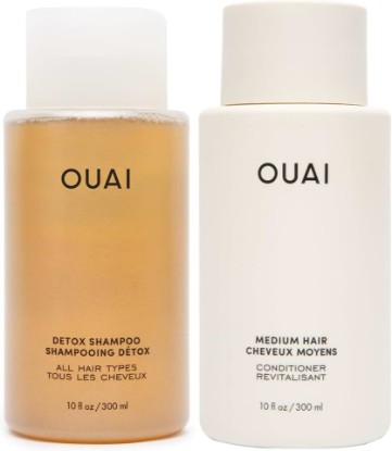 Picture of OUAI Detox Shampoo & Medium Hair Conditioner Bundle | Clarifying Shampoo for Build Up, Dirt, Oil, Product and Hard Water & Hydrating Conditioner for Medium Hair (2 Count) [Amazon-developed Certification] Compact by Design