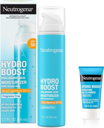 Picture of Neutrogena Hydro Boost Face Moisturizer SPF 50 + Trial Cleanser | Hyaluronic Acid Hydrating Face Moisturizer SPF 50, Fragrance Free, 1.7 fl oz + Hydro Boost Facial Cleanser Trial, 0.5 fl oz