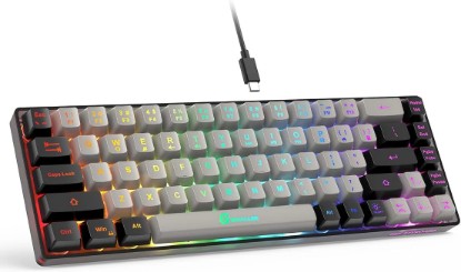 Picture of GEODMAER 65% Gaming Keyboard, Wired Backlit Mini Keyboard, Ultra-Compact Anti-Ghosting No-Conflict 68 Keys Membrane Gaming Wired Keyboard for PC Laptop Windows Gamer