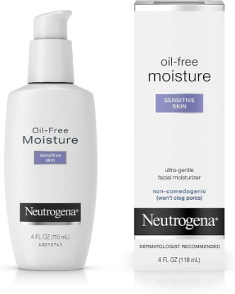 Picture of Neutrogena Oil-Free Moisture Daily Hydrating Face Moisturizer for Sensitive Skin, Fast Absorbing Ultra-Gentle Lightweight Face Lotion Moisturizer with Glycerin, Non-Comedogenic, 4 fl. oz
