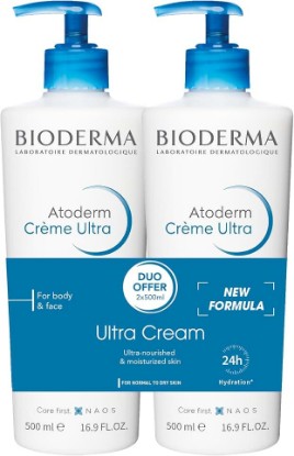 Picture of Bioderma Atoderm Ultra Cream Duo Pack, Hydrating Body Moisturizer for Normal to Dry Sensitive Skin 2x16.9 Fl Oz | Ultra Cream hydrating body moisturizer nourishes normal to dry sensitive skin while strengthening the skin barrier