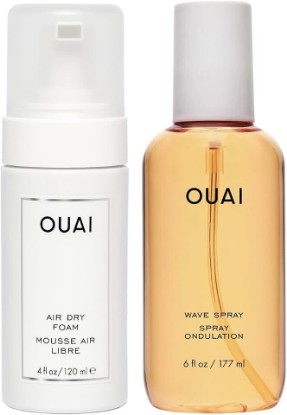 Picture of OUAI Wavy Hair Bundle - Includes Air Dry Foam & Wave Spray for Perfect Beach Waves - Adds Texture, Volume & Shine to All Hair Types (2 Count, 4 Oz/6 Oz)