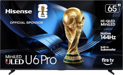 Picture of Hisense 65" U6 Pro Series Mini‑LED ULED 4K UHD HDR Gaming AI Smart Fire TV (65U6SF Pro, 2026 New) – Hi-QLED, Native 144Hz, Motion Rate 480, Dolby Vision IQ · Atmos, HDR10+, Glare-Free, Alexa+