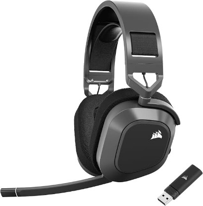Picture of Corsair HS80 MAX Wireless Multiplatform Gaming Headset with Bluetooth – Dolby Atmos – Broadcast Quality Microphone – iCUE Compatible – PC, Mac, PS5, PS4, Mobile – Steel Gray ClimeCo Certified