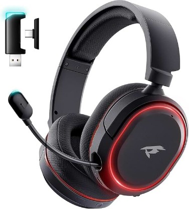 Picture of Wireless Gaming Headset for PC PS5 PS4 Mac Switch 7.1 Surround Sound 100-Hr | 2.4Ghz USB Gaming Headphones, Bluetooth 5.4 & Type-C, Noise Canceling Mic, RGB Light, Ideal for FPS, RPG Gamers, Not for Xbox
