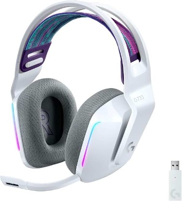 Picture of Logitech G733 Lightspeed Wireless Gaming Headset - White | Suspension headband, LIGHTSYNC RGB, Blue VO!CE mic technology, PRO-G audio drivers