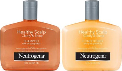 Picture of Neutrogena Exfoliating Healthy Scalp Clarify & Shine Shampoo & Conditioner for Oily Hair and Scalp, with Pink Grapefruit, pH-Balanced, Paraben & Phthalate-Free, Color-Safe, 12 Fl Oz