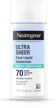 Picture of Neutrogena Ultra Sheer Liquid Mineral Face Sunscreen SPF 70, 1.4 fl oz | Lightweight, Sensitive Skin, Silky Non-Greasy Finish, Oxybenzone-Free Sun Care, Broad Spectrum