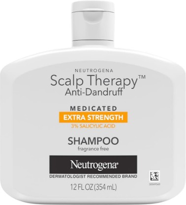 Picture of Neutrogena Scalp Therapy Anti-Dandruff Shampoo, Fragrance Free, 12 Fl Oz | Extra Strength Medicated, 3% Salicylic Acid, Helps Prevent, Fight & Control Dandruff Recurrence