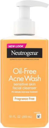 Picture of Neutrogena Oil Free Acne Face Wash, Fragrance Free, 9.1 fl oz | 2% Salicylic Acid Cleanser, Sensitive Skin Facial Cleanser, Acne Treatment for Face